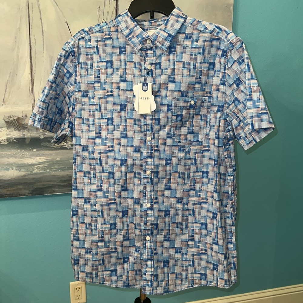 NWT ROWN Endless Summer Casual Button Down Shirt, Large